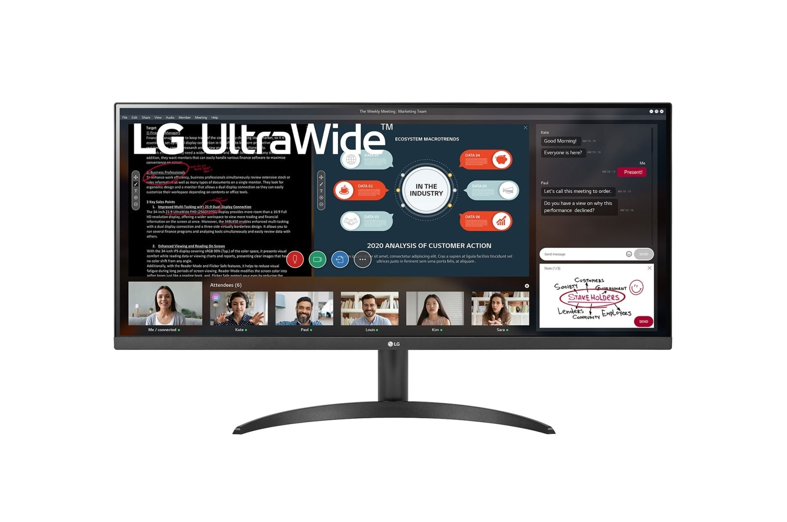 Monitor Lg 34Wp500-B.Awm Pulgadas 250 Cd / M² 2560 X 1080 Pixeles Ms