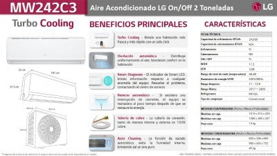 Aire Acondicionado Lg Mv242C4 Mini Split On/Off Ton