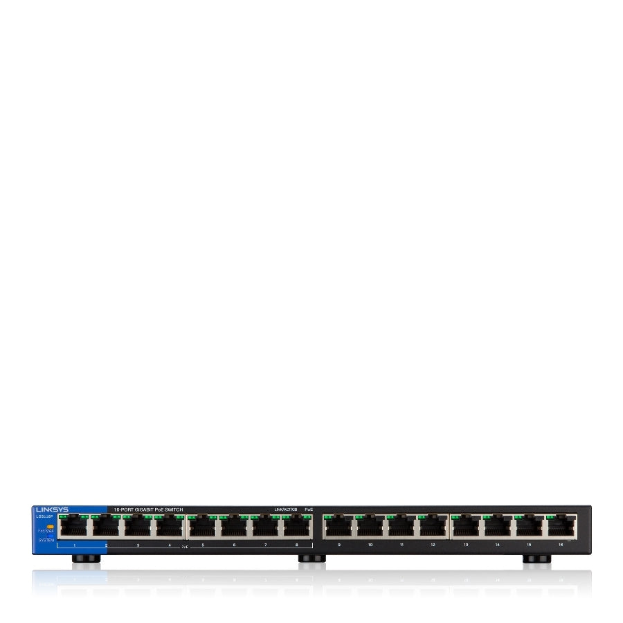 Switch Linksys Lgs116P 16 Puertos Gigabit 8 Puertos Poe 30 Watts Por Puerto Qos Para Escritorio