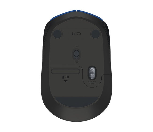 Mouse Logitech M170 Negro Con Detalles En Azul 3 Botones Rf Inalámbrico