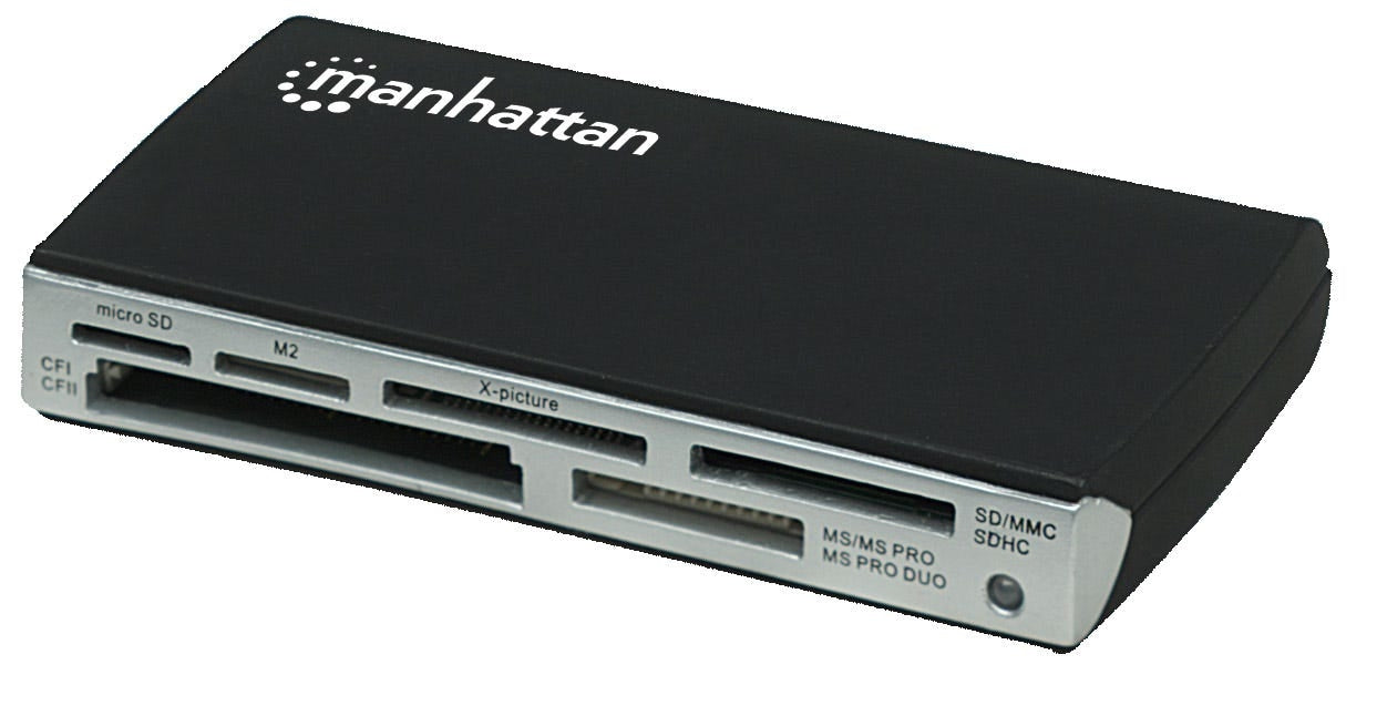 Lector De Tarjetas Usb Manhattan 100939 60 En 2.0 ; Cable Estándar A Macho Mini-B 1.0 M.