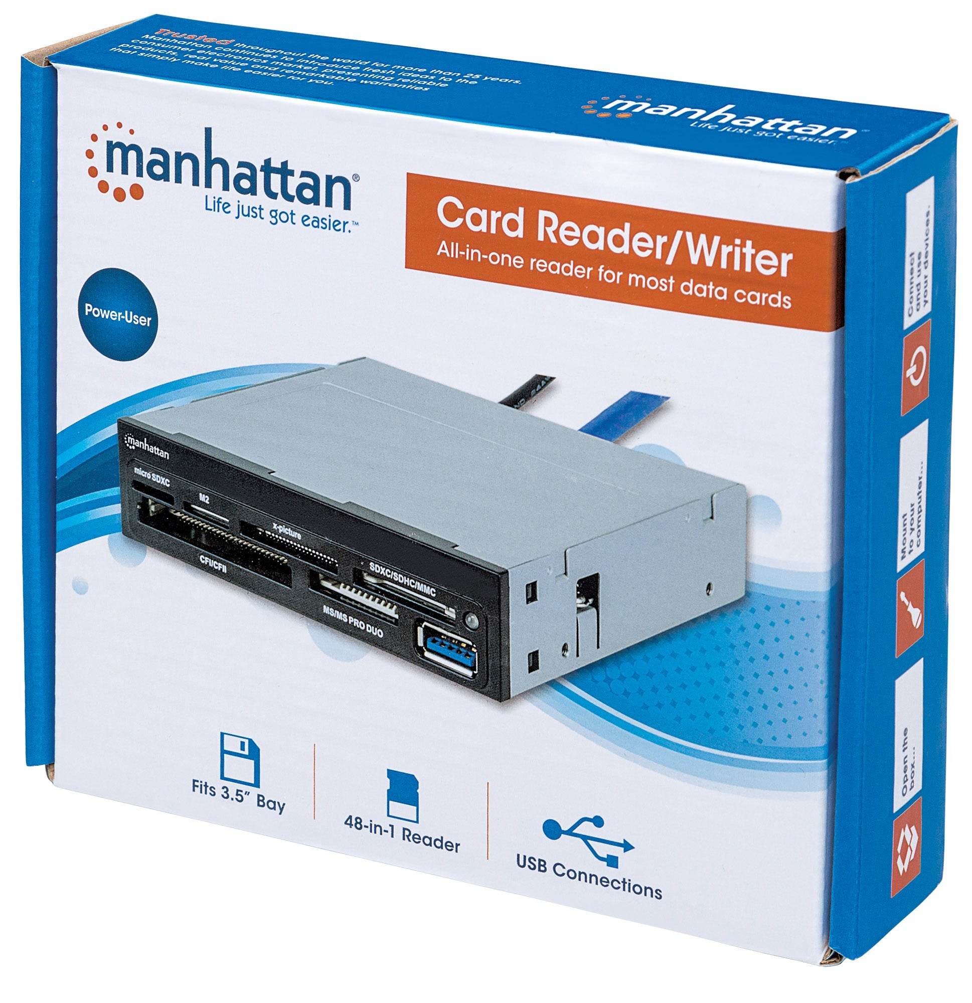 Lector De Tarjetas Manhattan Bahia Interna 3.5 Usb 3.0 48 En 1 101967