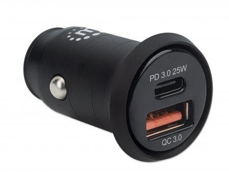 Cargador Manhattan Usb P/Auto 2 Ptos Usb-C,Usb-A,25W Total Mini 102414