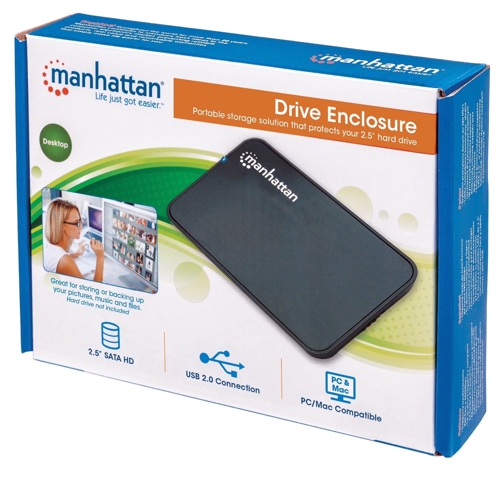 Gabinete Hdd Manhattan 2.5 Sata Usb V2.0 Negro 130042