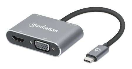 Docking Usb-C Manhattan 130691 Station De A Hdmi Y Vga 4 En Con Suministro Energía Crea Una Configuración Doble Pantalla.