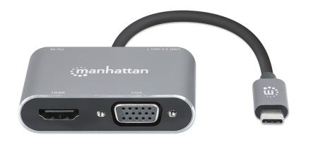 Docking Usb-C Manhattan 130691 Station De A Hdmi Y Vga 4 En Con Suministro Energía Crea Una Configuración Doble Pantalla.