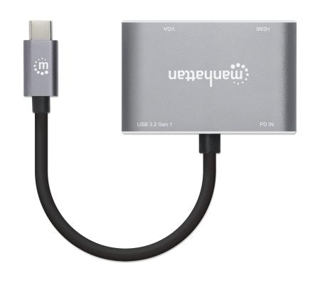 Docking Usb-C Manhattan 130691 Station De A Hdmi Y Vga 4 En Con Suministro Energía Crea Una Configuración Doble Pantalla.