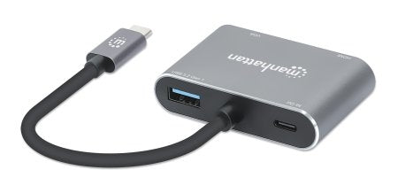 Docking Usb-C Manhattan 130691 Station De A Hdmi Y Vga 4 En Con Suministro Energía Crea Una Configuración Doble Pantalla.