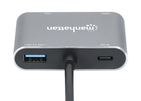 Docking Usb-C Manhattan 130691 Station De A Hdmi Y Vga 4 En Con Suministro Energía Crea Una Configuración Doble Pantalla.