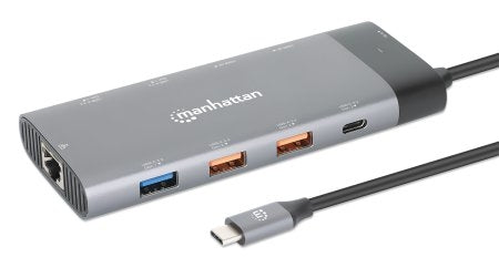 Docking Usb-C Manhattan 130714 3.2 Con 10 Puertos Station Para Monitor Dual 8K Y Carga Pd