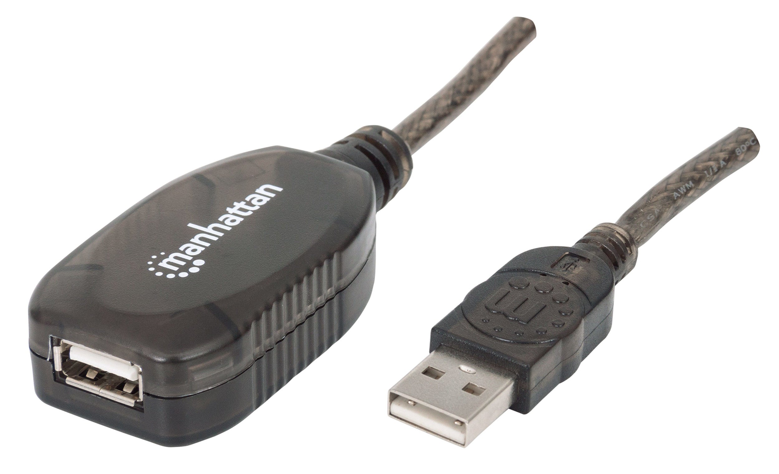 Cable Usb Manhattan 150958 De Extensión Activa Alta Velocidad Usba Macho/ Hembra 20M Con Repetidor Incluido.