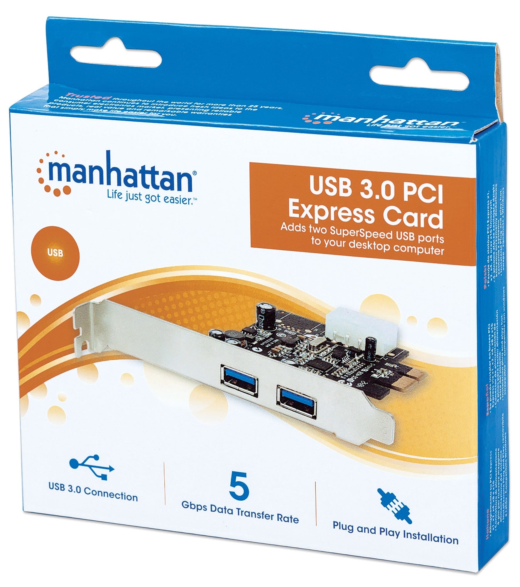 Tarjeta De Interfaz Usb Manhattan 151375 Puertos Súper Velocidad Pci Express Añade Dos La Computadora Escritorio.