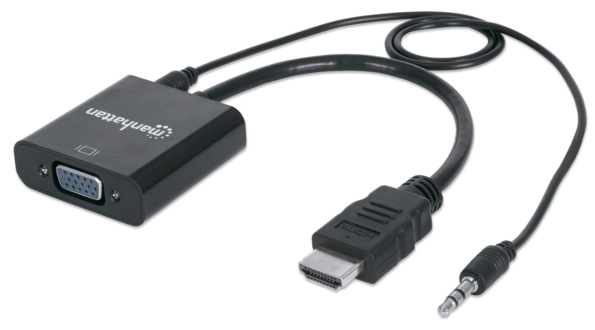 Convertidor Hdmi A Vga Manhattan 151559 Hdmi/3.5Mm Macho/Hembra Negro