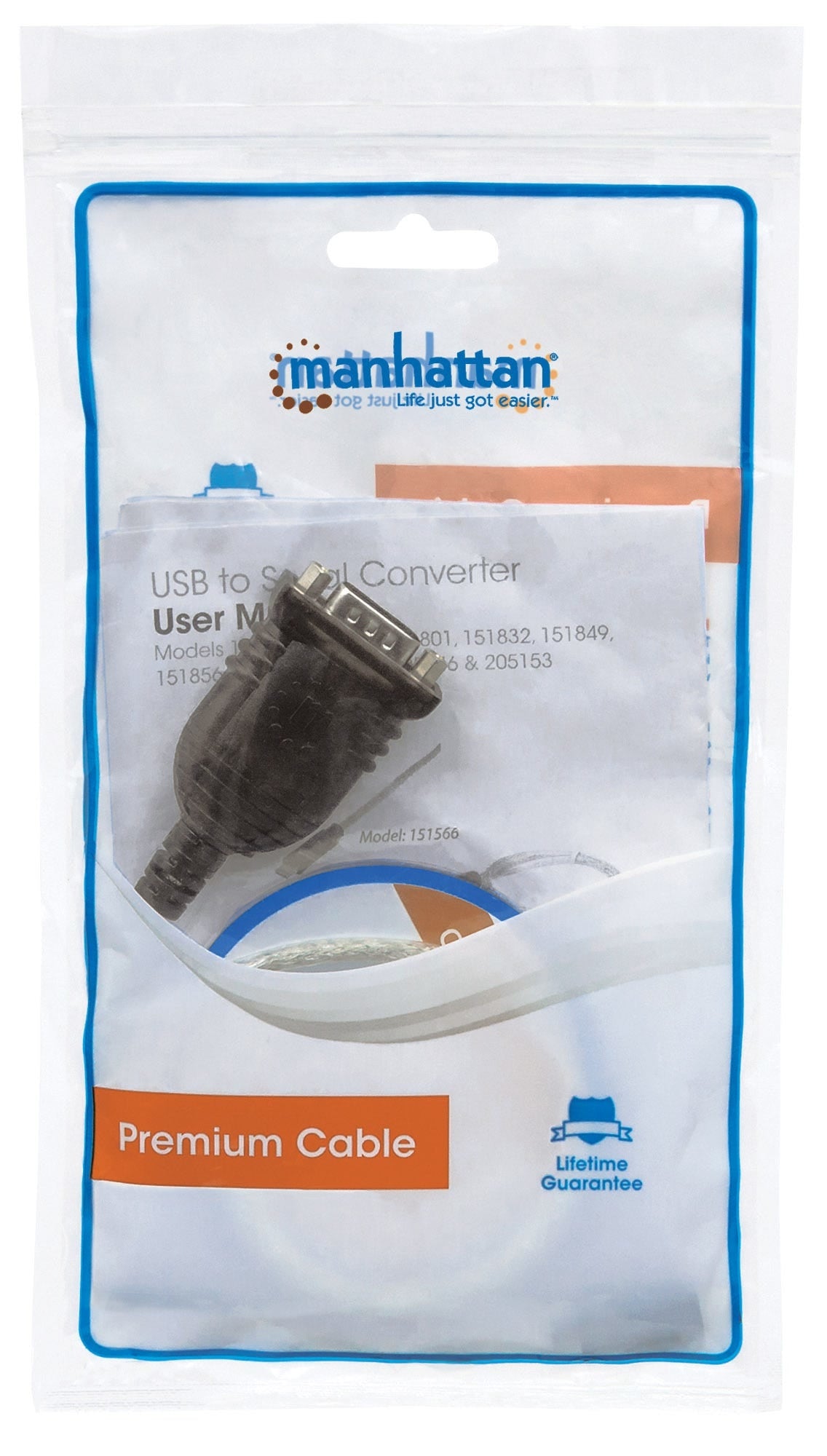 Cable Manhattan V3.1 Usb C-Serial Db9M 45Cm Ft232Rl Bolsa Negro 151566