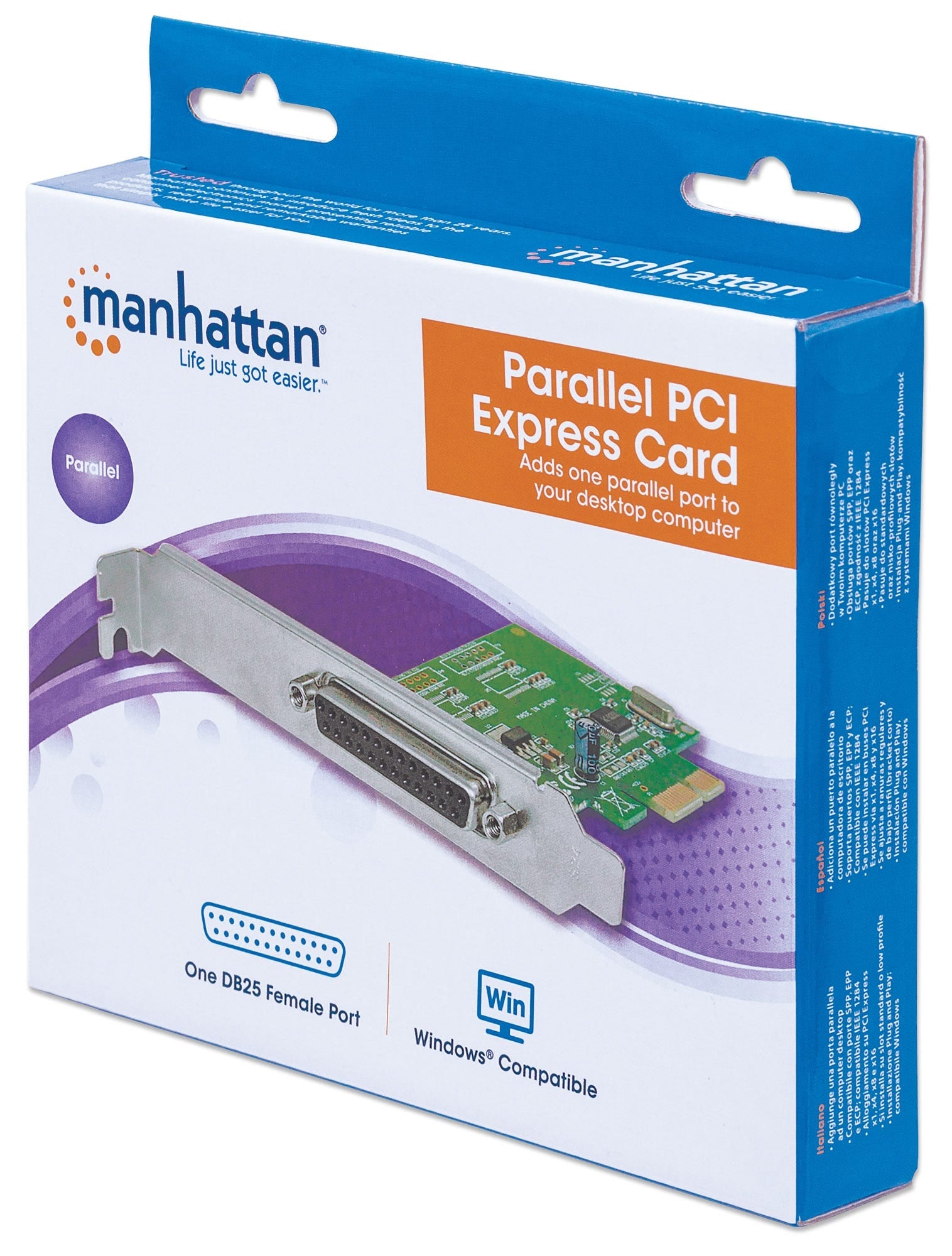 Tarjeta Paralela Manhattan 152099 Pci Express; Se Puede Instalar En Buses Vía X1 X4 X8 Y X16. Ajusta Ranuras Regulares De Bajo Perfil