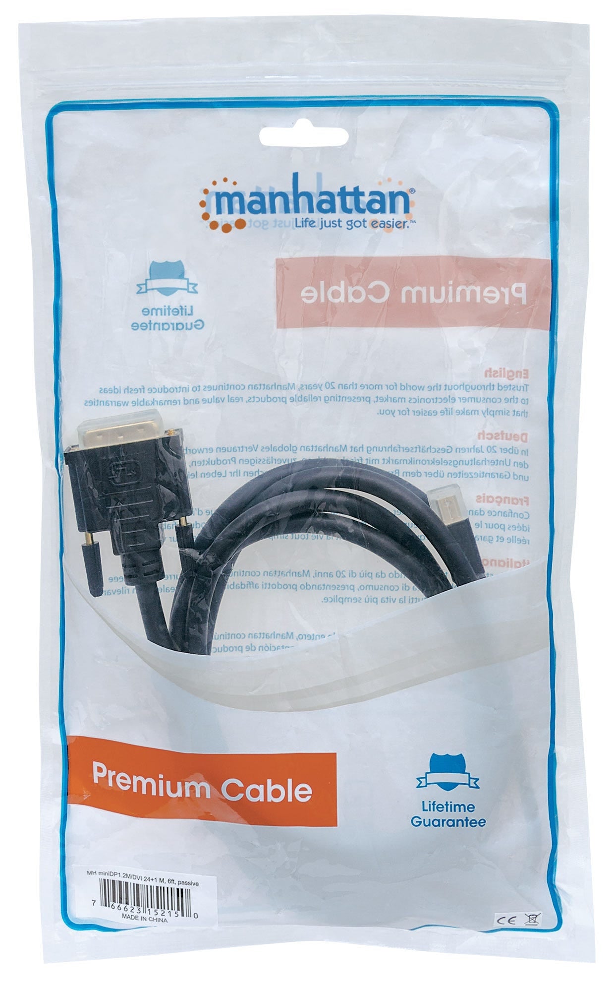 Cable Manhattan Displayport Mini M - Dvi D M 1.8Mts 152150