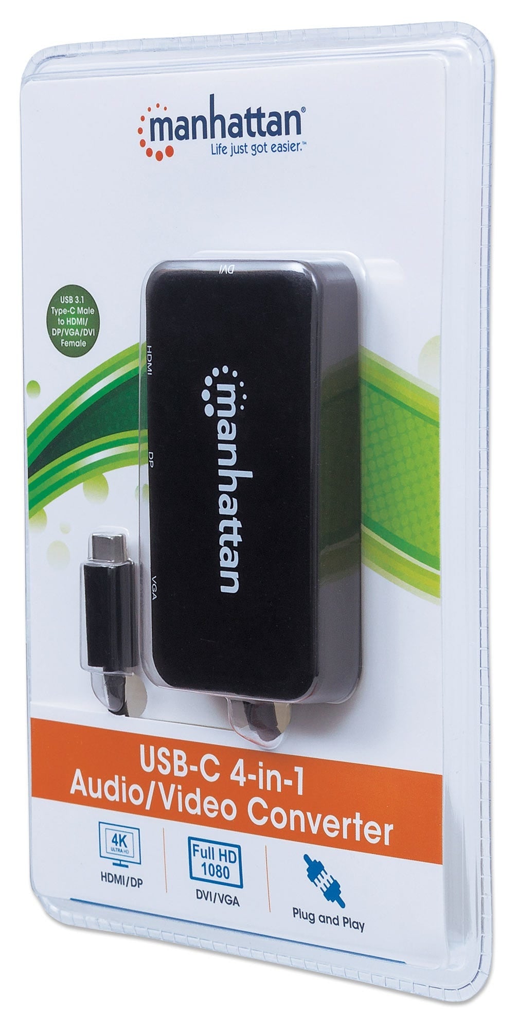 Convertidor Usb Manhattan Tipo C-Hdmi/Dp/Svga/Dvi H 152600