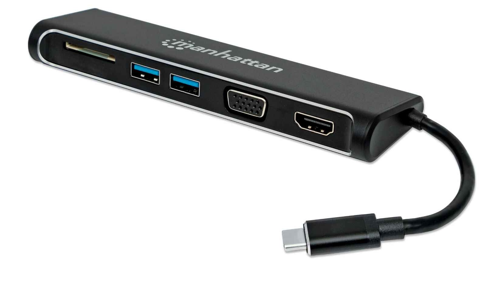 Docking 4-1 Manhattan Usb-C A Hdmi Vga 2 Usb 3.1  Lector Tarjetas Sd M-H