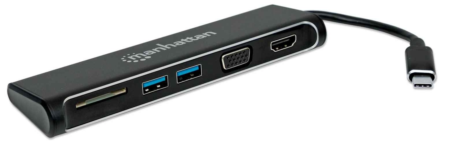 Docking 4-1 Manhattan Usb-C A Hdmi Vga 2 Usb 3.1  Lector Tarjetas Sd M-H