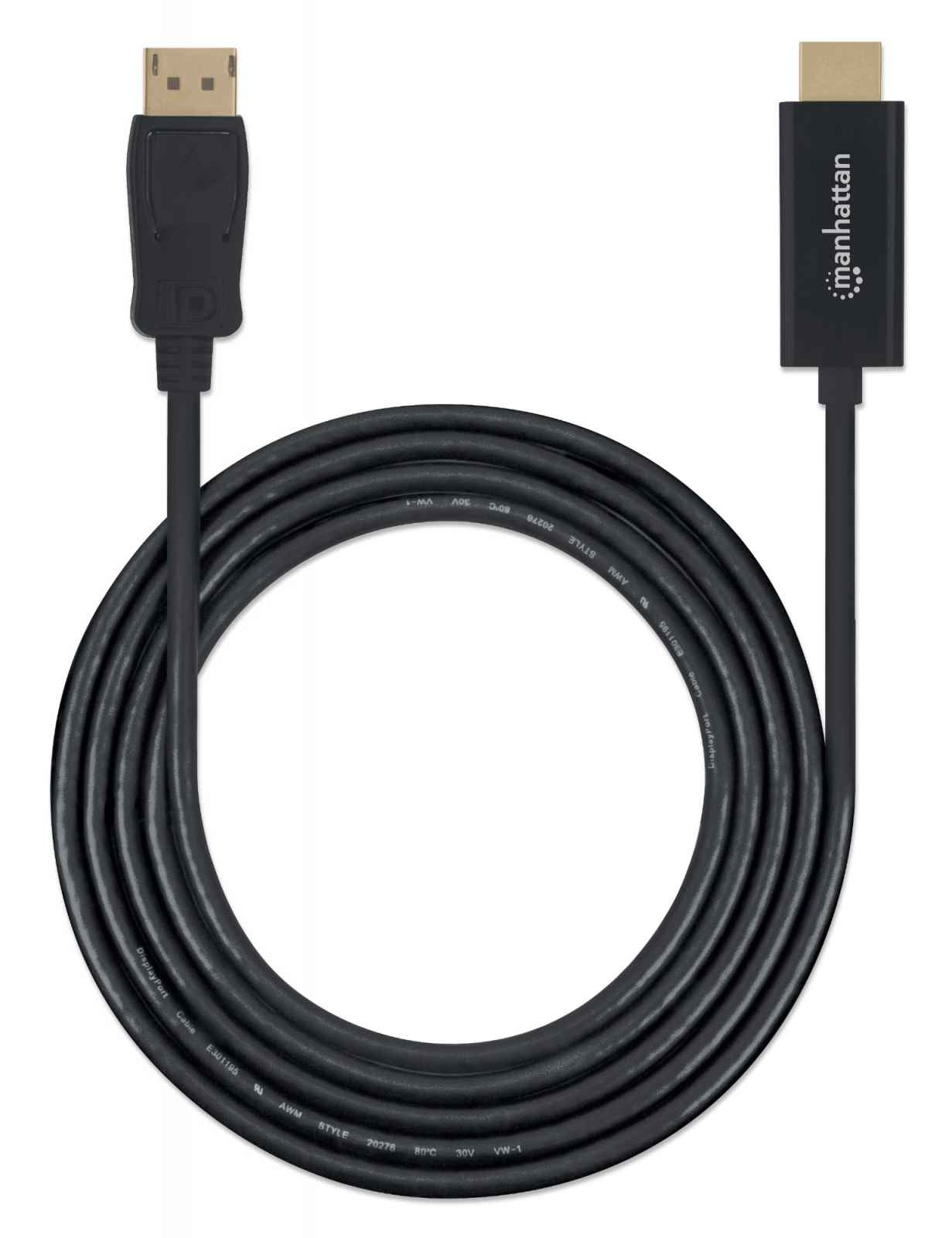 Cable Displayport A Hdmi Manhattan 152662 Macho Negro Resoluciones De Video Full-Hd Hasta 1080P 60Hz