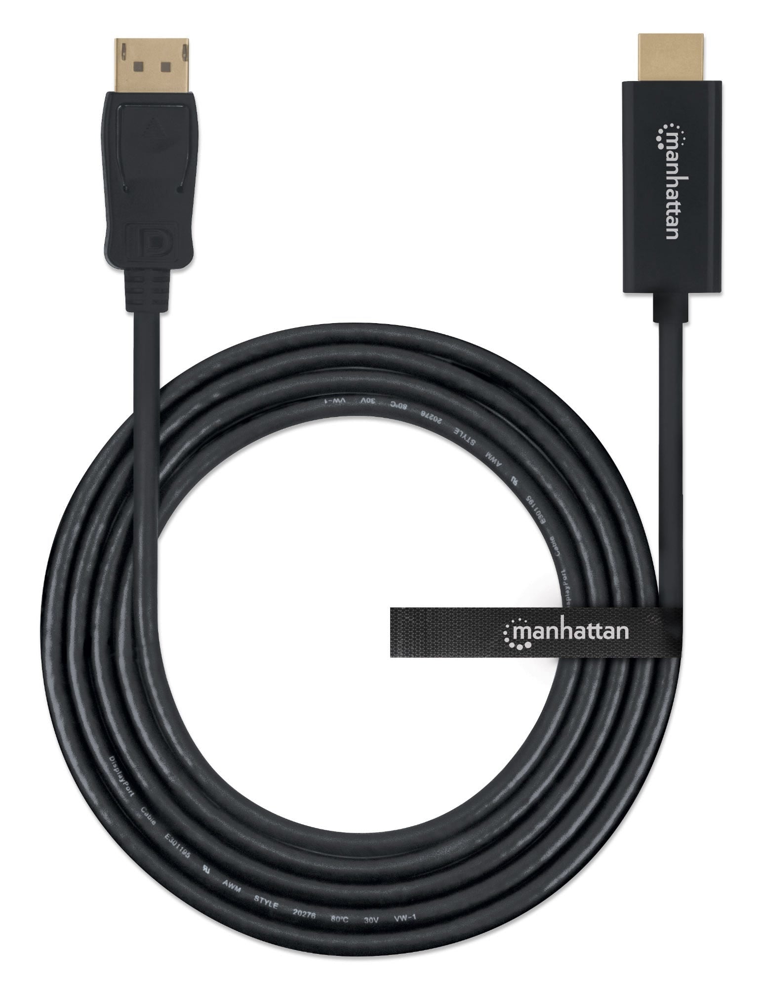 Cable Displayport A Hdmi Manhattan 152679 Macho 1.8 Negro; Resoluciones De Video Full-Hd Hasta 1080P 60Hz