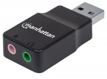 Convertidor Usb A Audio Manhattan 152754 Adaptador Usb-A Puertos De 3.5 Mm Para Entrada Micrófono Y Salida Soporta Sonido Estereo 2.1