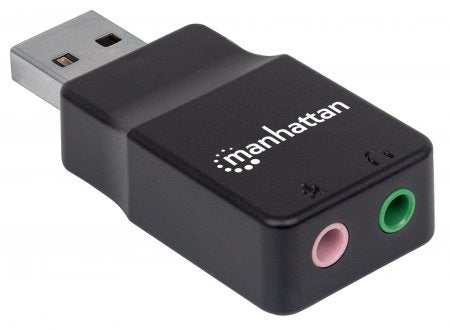 Convertidor Usb A Audio Manhattan 152754 Adaptador Usb-A Puertos De 3.5 Mm Para Entrada Micrófono Y Salida Soporta Sonido Estereo 2.1