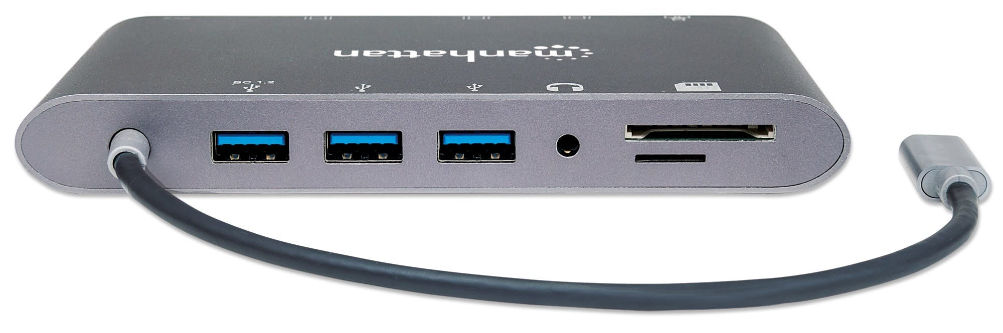 Estación Docking Usb-C Supervelocidad 7 En 1 Manhattan Gris Usb3.0/Hdmi/Vga Macho/Hembra