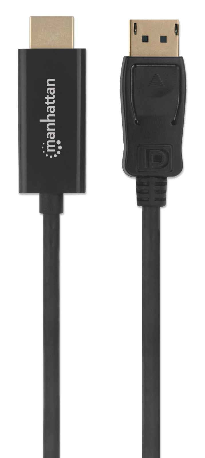 Cable Displayport A Hdmi 4K Manhattan 153201 Conector Macho Dp Longitud 1.8 Color Negro.