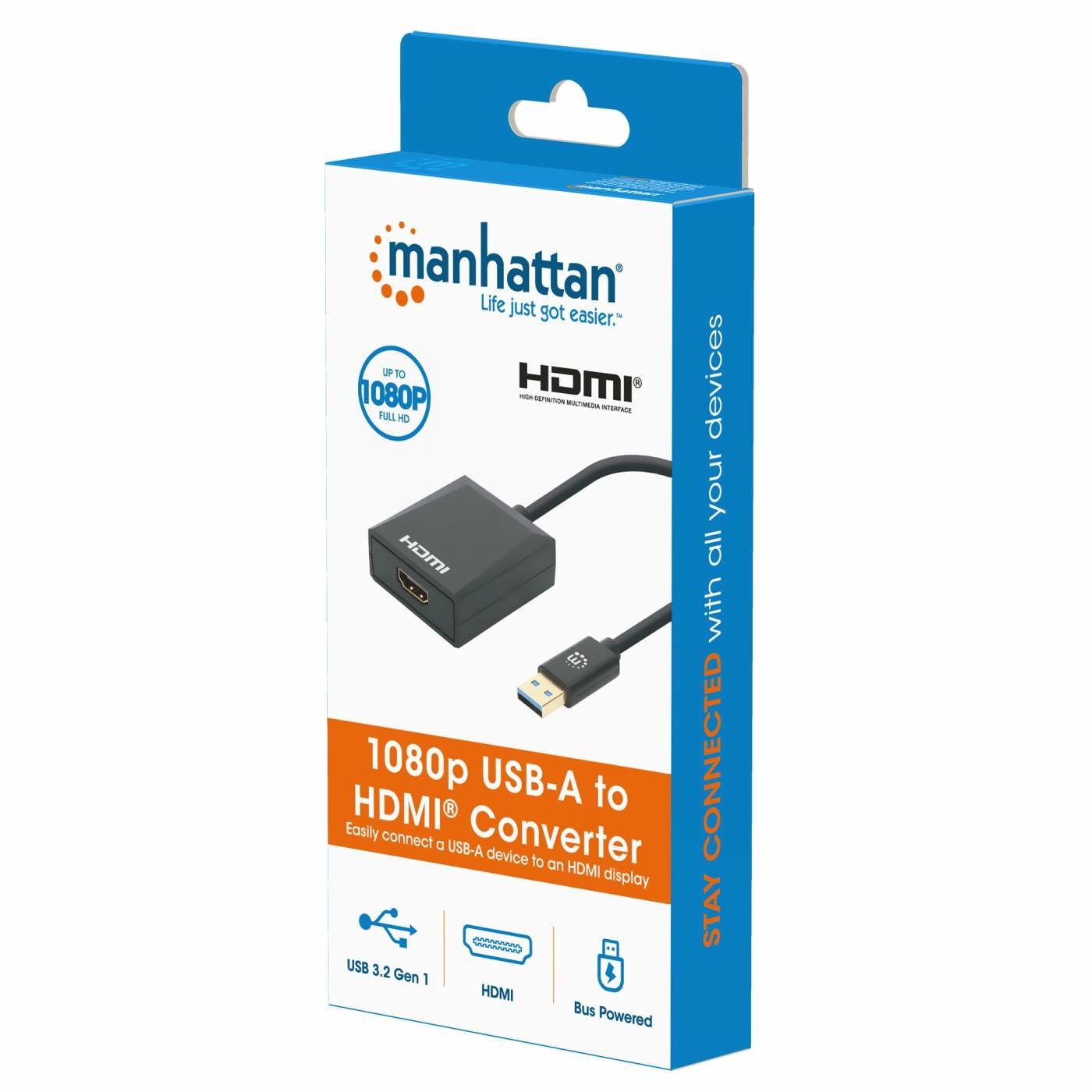 Convertidor Manhattan 153690 Usb 3.2 Gen Tipo-A Macho Hdmi Hembra 1080P 60Hz Negro