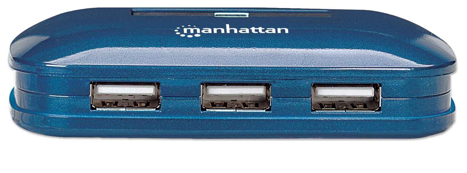 Hub Usb Manhattan 161039 De Alta Velocidad 2.0 7 Puertos V2.0; Cable Integrado Y Posilidad Enrollarse Que Permite Conexiones Fáciles.