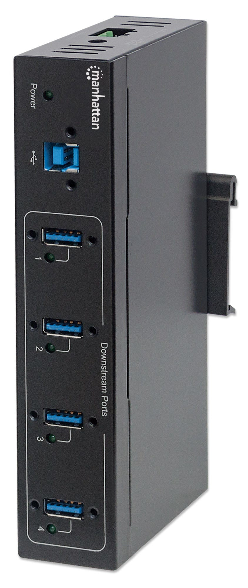 Hub Industrial Manhattan Usb 3.0 De 4 Puertos 5000 Mbit/S Negro