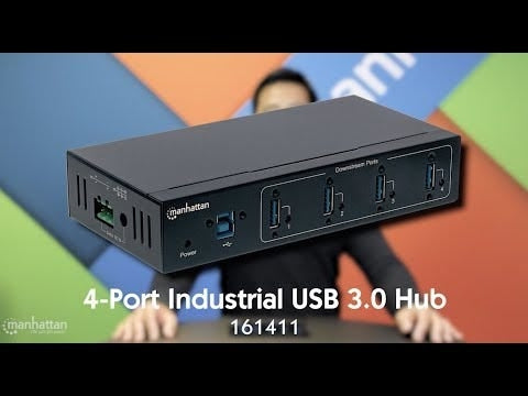 Hub Industrial Manhattan Usb 3.0 De 4 Puertos 5000 Mbit/S Negro