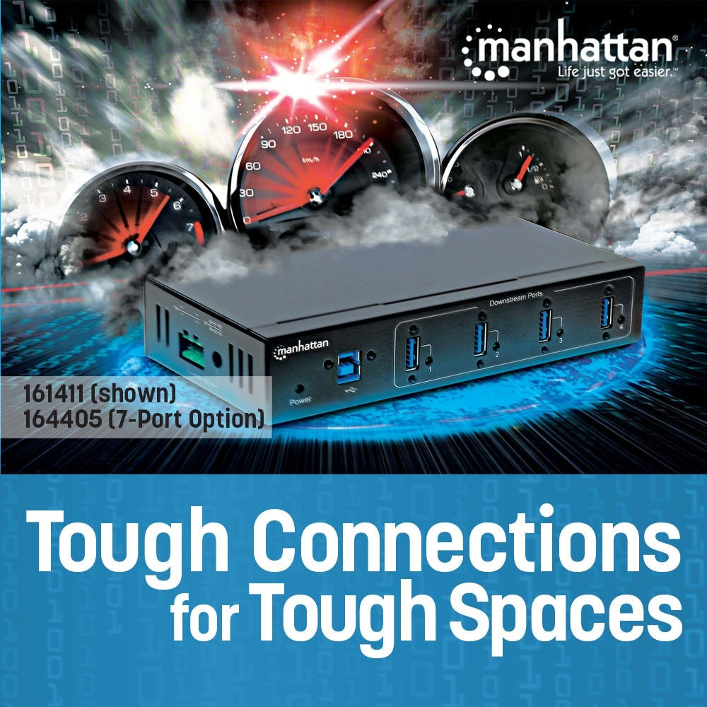 Hub Industrial Manhattan Usb 3.0 De 4 Puertos 5000 Mbit/S Negro