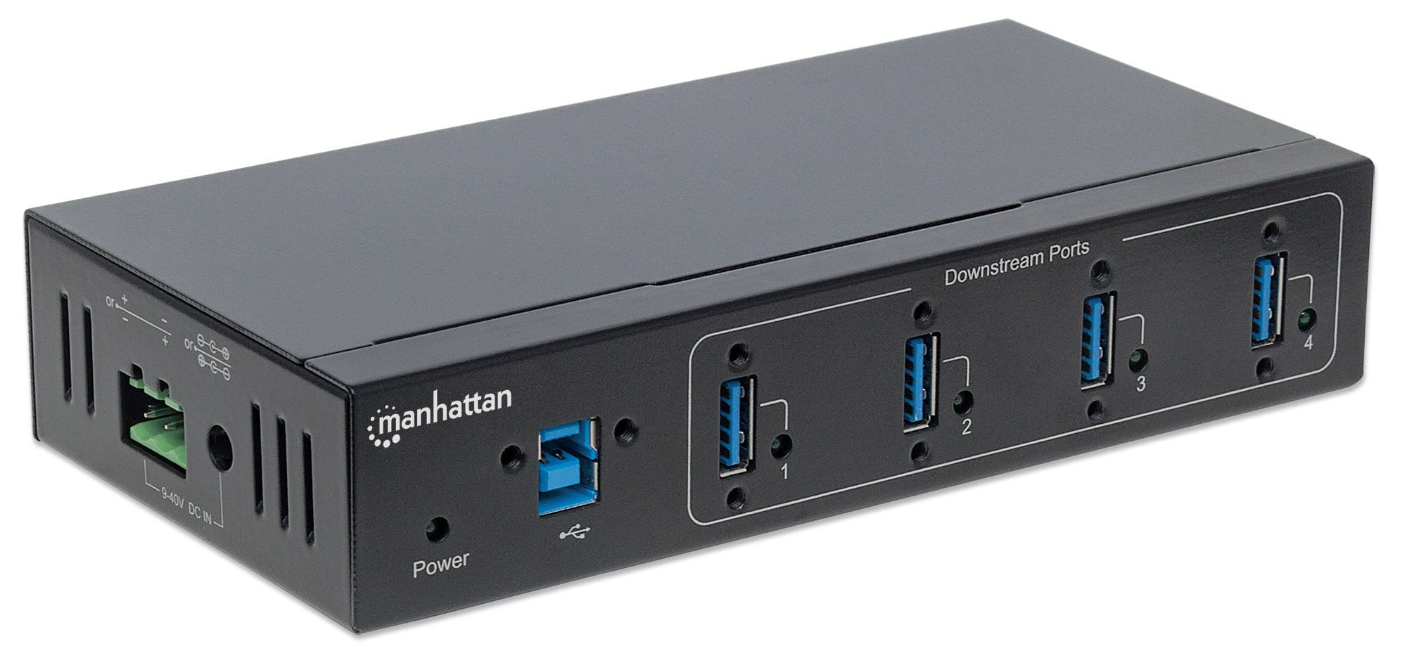 Hub Industrial Manhattan Usb 3.0 De 4 Puertos 5000 Mbit/S Negro