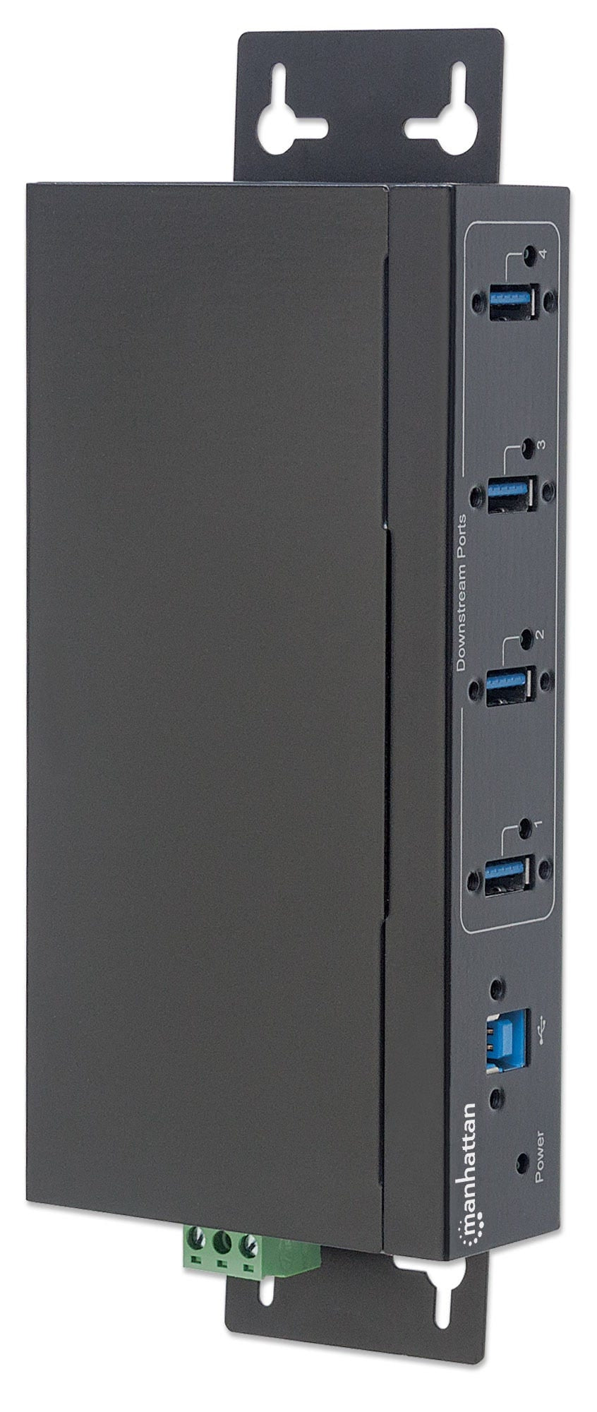 Hub Industrial Manhattan Usb 3.0 De 4 Puertos 5000 Mbit/S Negro