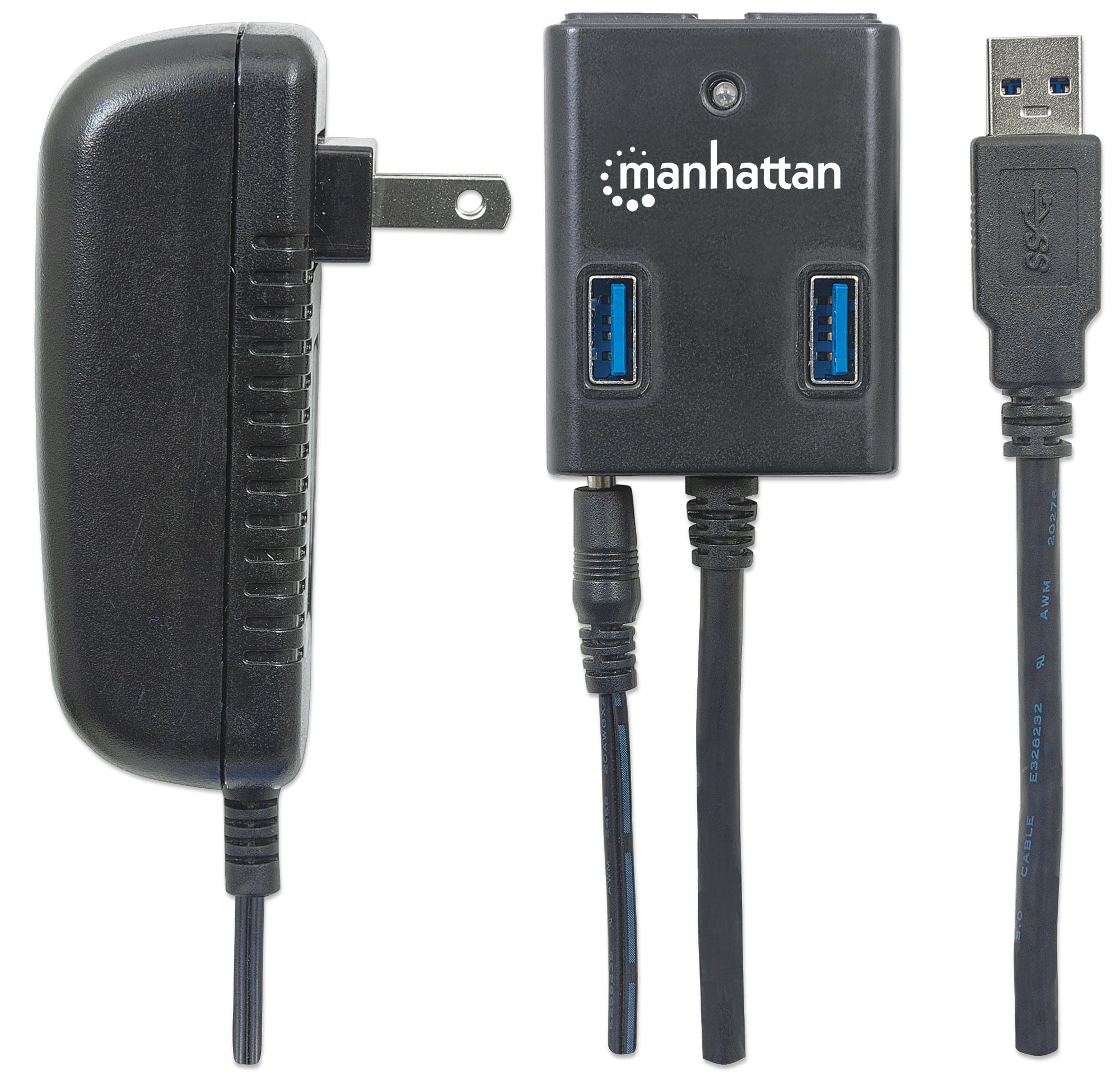 Hub Usb Manhattan 162302 3.0 De Supervelocidad Incluyte Fuente Ac.