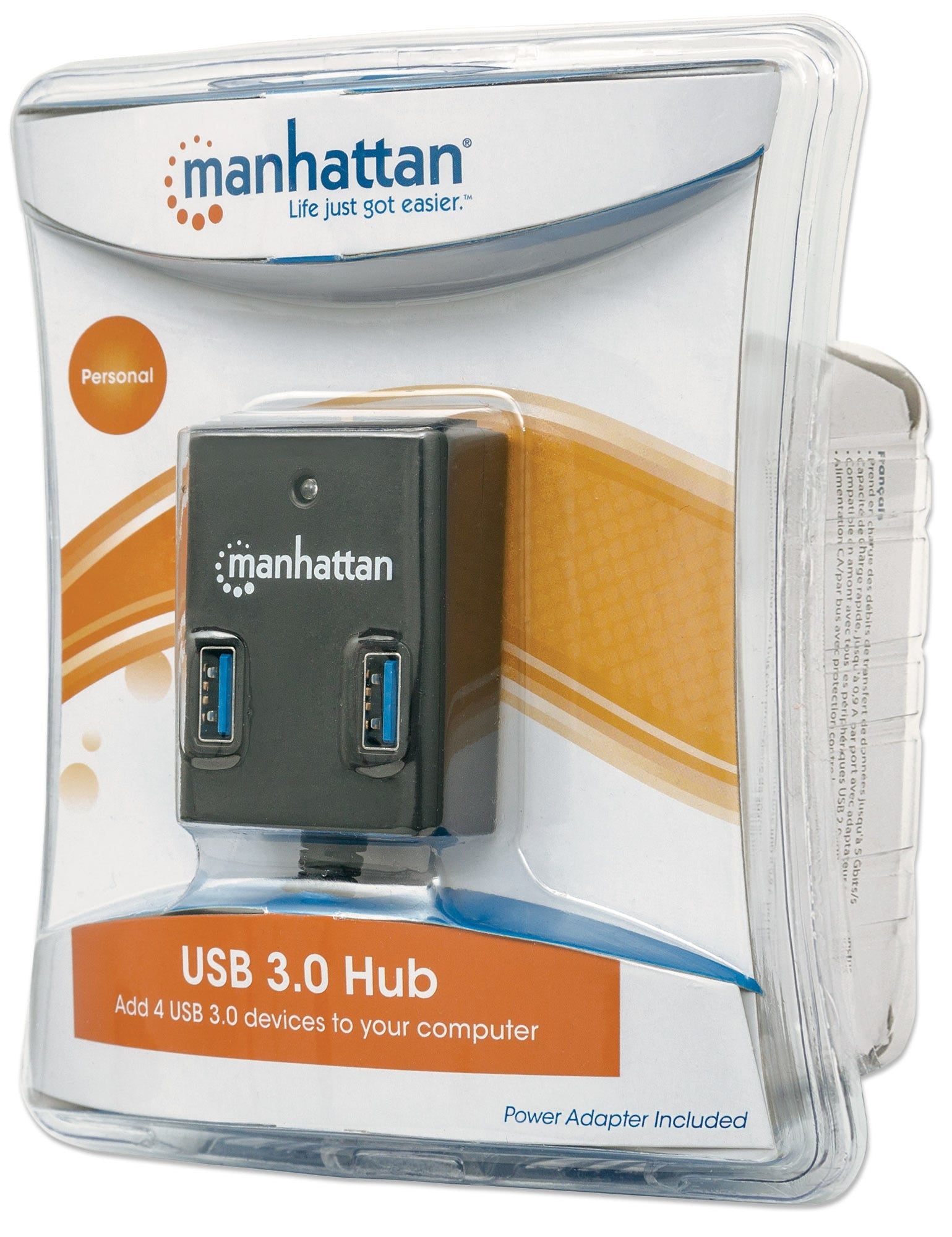 Hub Usb Manhattan 162302 3.0 De Supervelocidad Incluyte Fuente Ac.