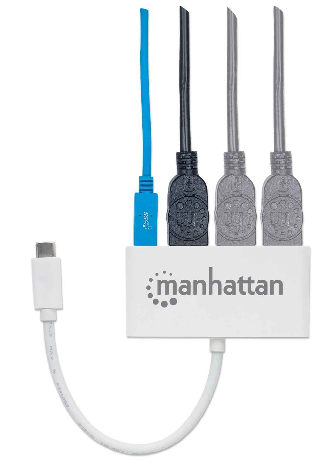 Hub Usb Manhattan 163552 Usb-C De Puertos Usba 3.2 Gen Con Power Delivery