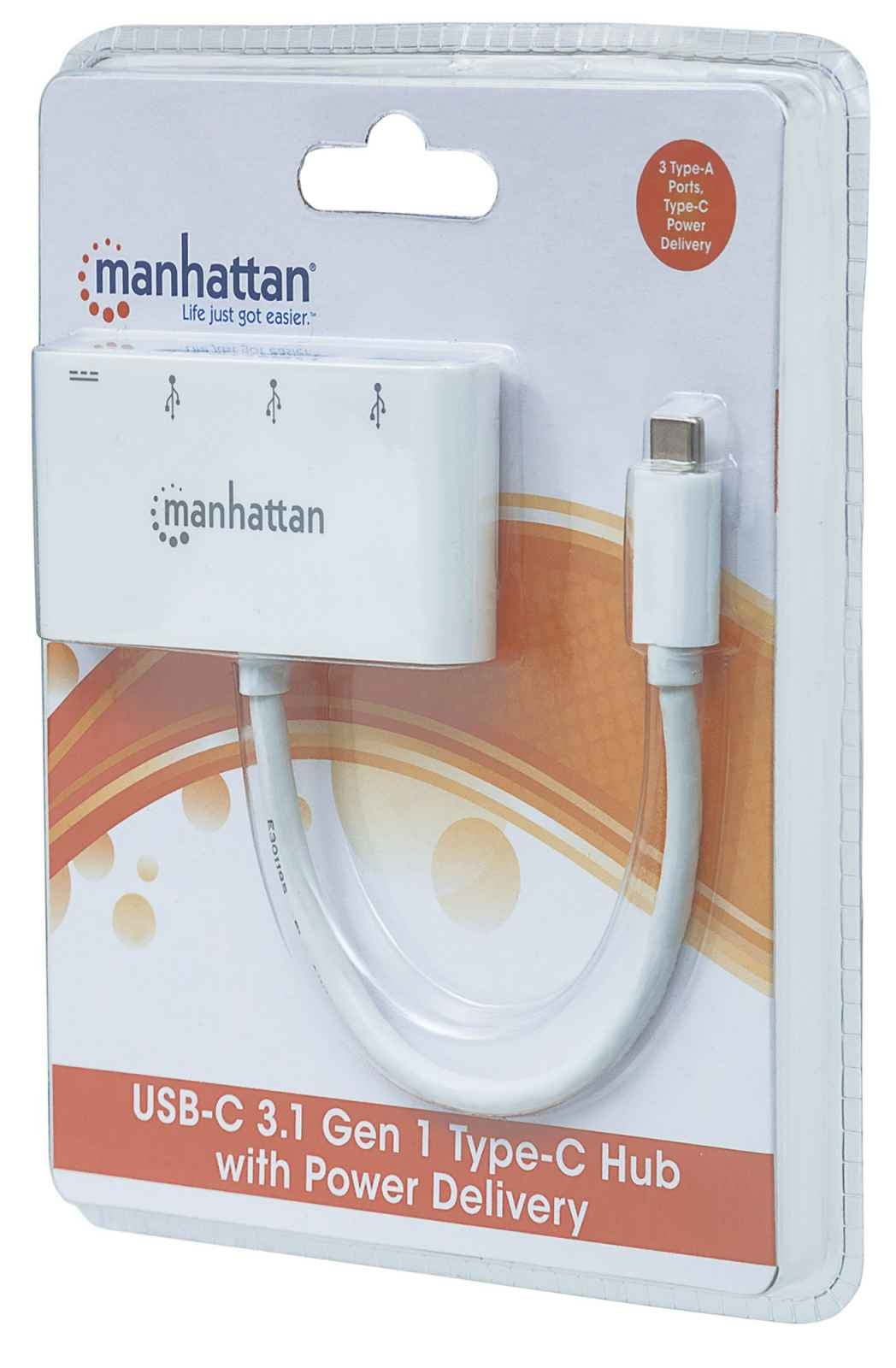 Hub Usb Manhattan 163552 Usb-C De Puertos Usba 3.2 Gen Con Power Delivery