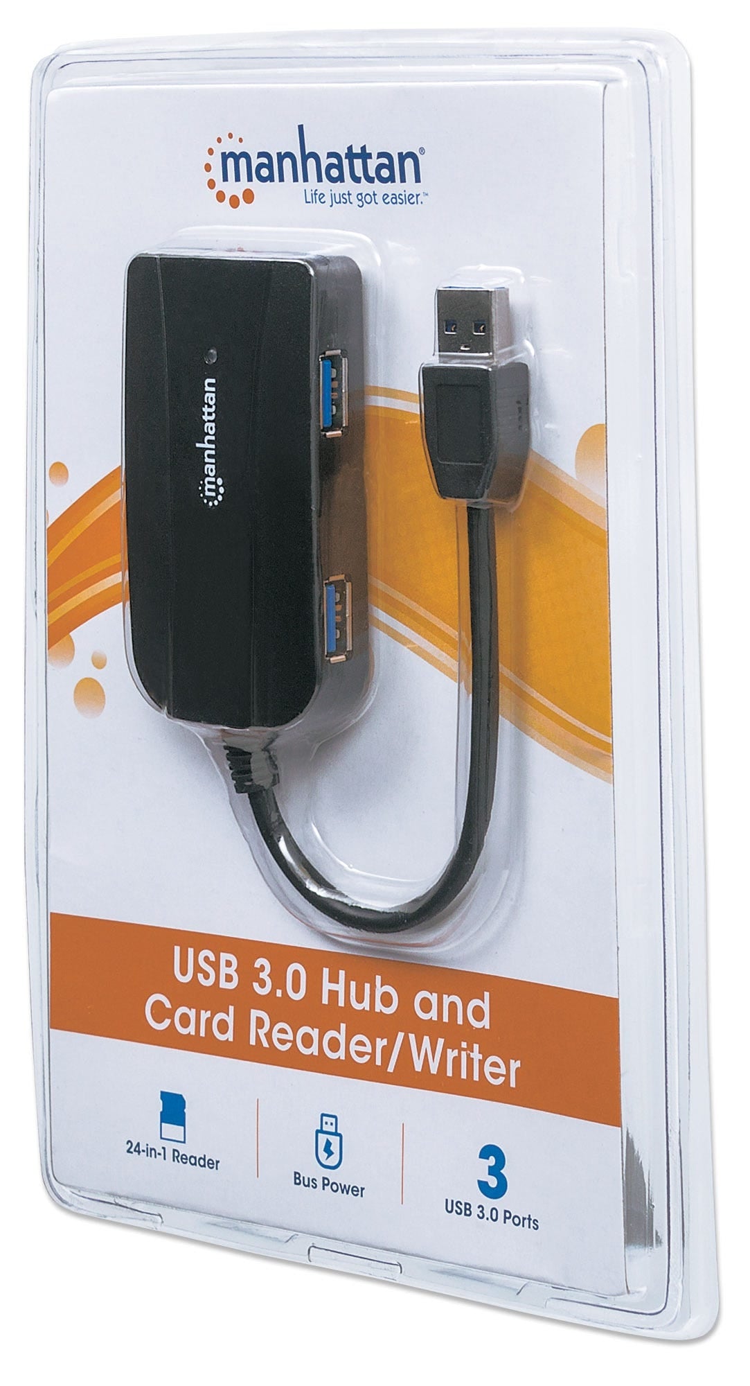 Hub Manhattan Usb 3.0 Superspeed Y Lector/Grabador De Tarjetas 163590