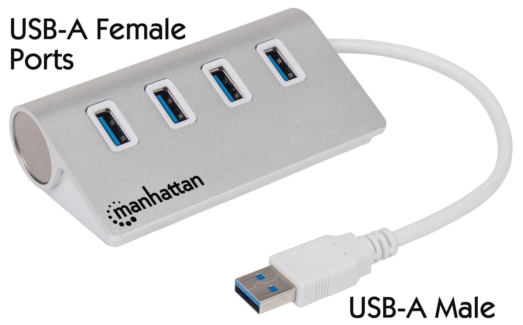 Hub Usb Manhattan 163767 3.0 5000 Mbit/S 4 X A Blanco Puertos