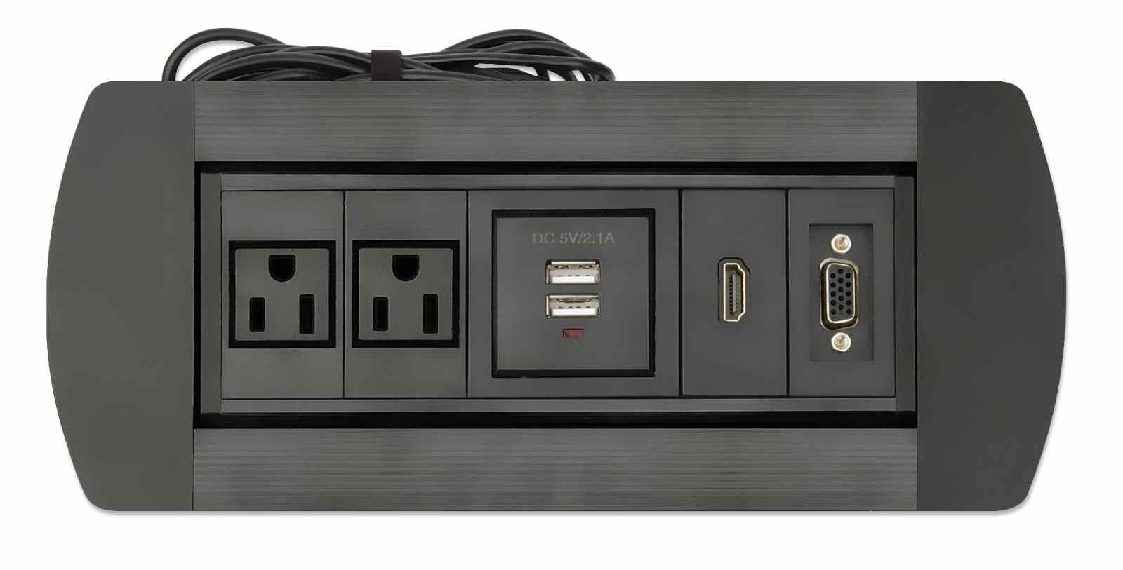 Caja De Mesa Manhattan Conexiones, Ac2, Usb2, Hdmi1, Vga1, 164832