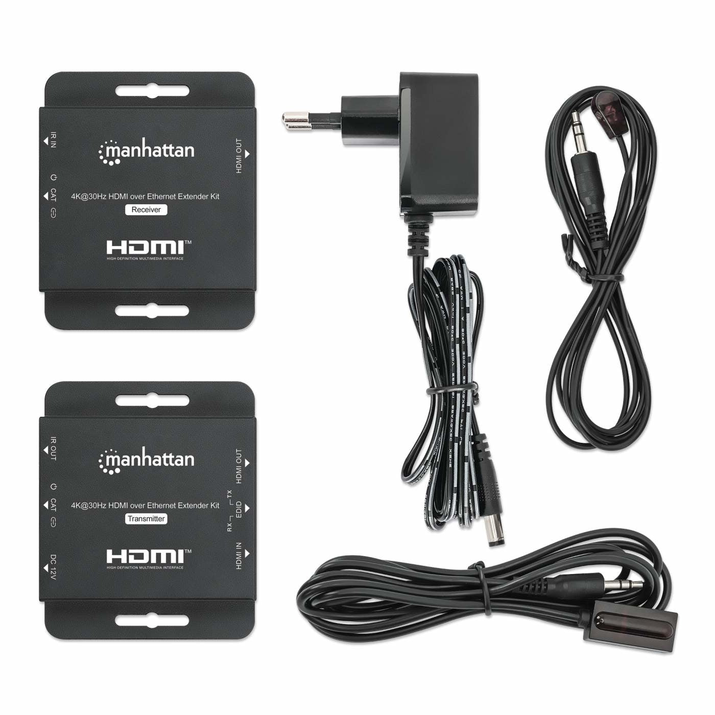 Kit Extensor De Hdmi Manhattan 168397 Sobre Ethernet 4K 30Hz Extiende Una Señal Hasta 70 Utilizando Cable Cat6