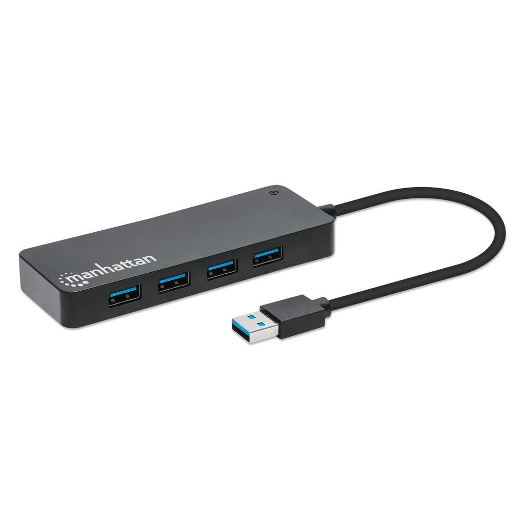 Hub Manhattan 168403 Usb-A Macho 7 Hembra De Alta Velocidad 5 Gbps Alimentado Por Bus Negro