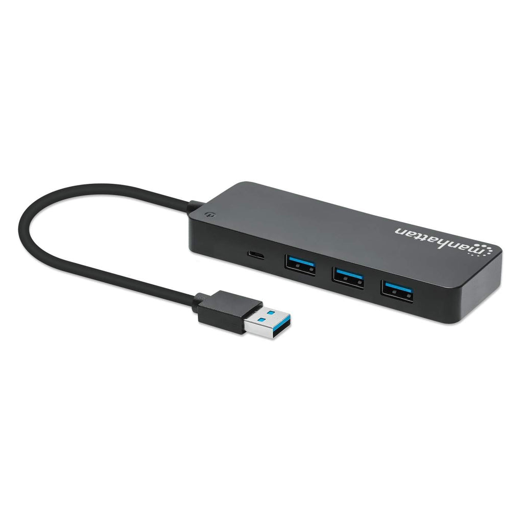 Hub Manhattan 168403 Usb-A Macho 7 Hembra De Alta Velocidad 5 Gbps Alimentado Por Bus Negro