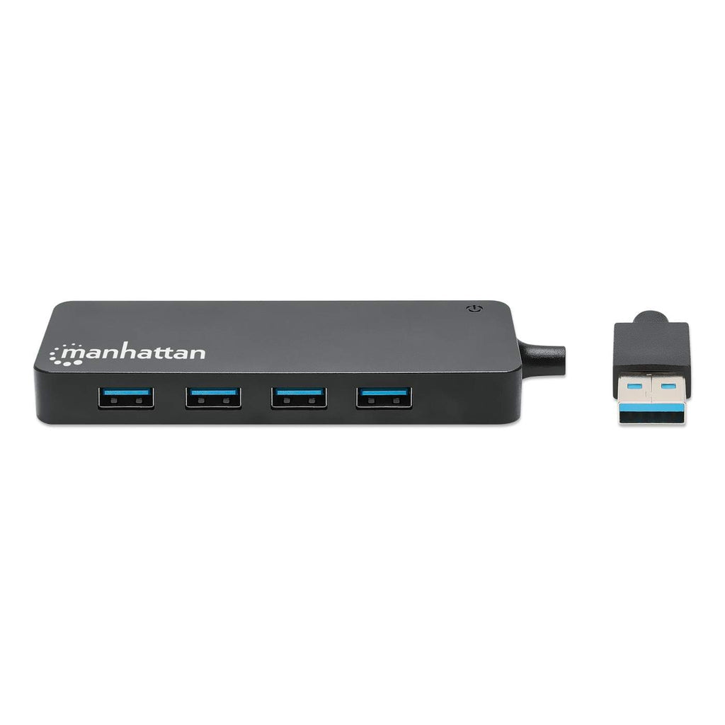 Hub Manhattan 168403 Usb-A Macho 7 Hembra De Alta Velocidad 5 Gbps Alimentado Por Bus Negro