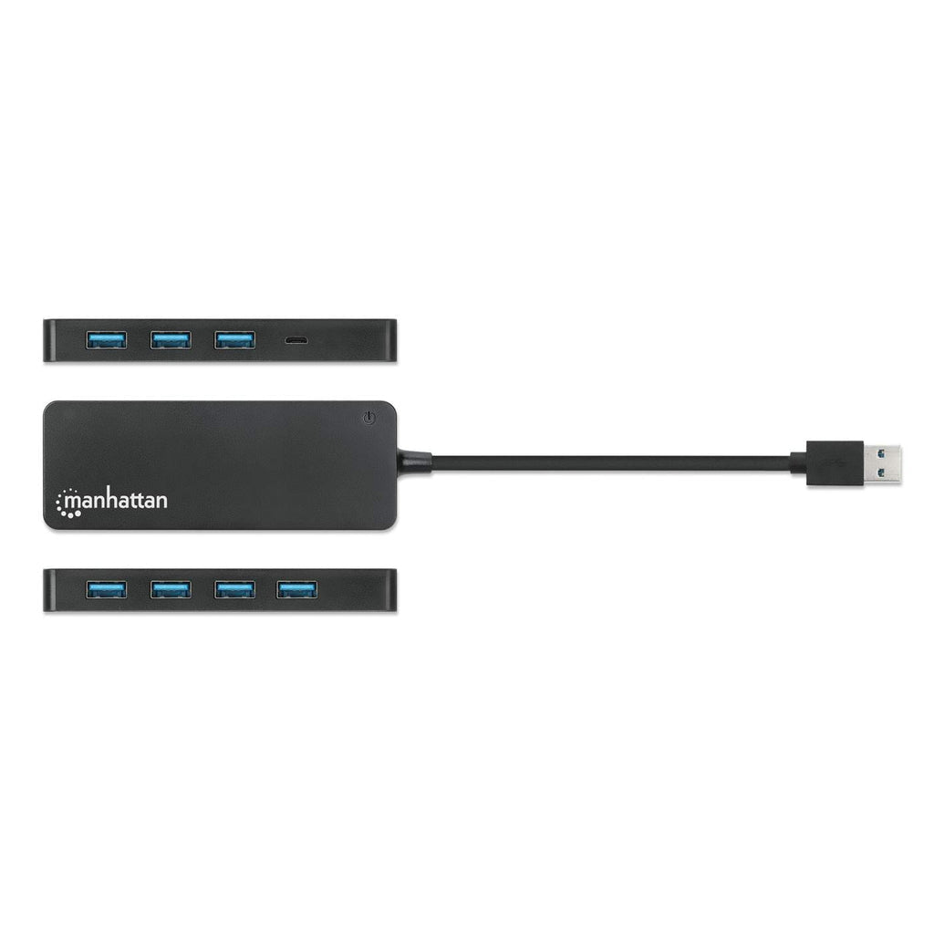 Hub Manhattan 168403 Usb-A Macho 7 Hembra De Alta Velocidad 5 Gbps Alimentado Por Bus Negro