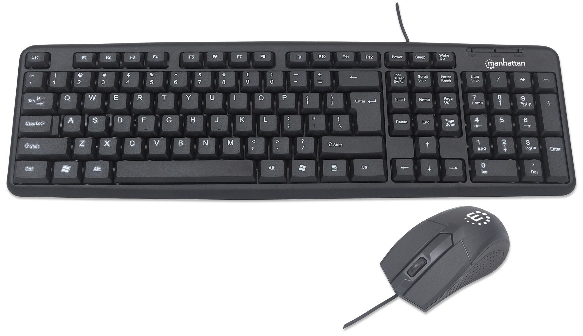 Kit De Mouse Y Teclado Manhattan 178464 Optico 1000 Ppp Con Diseño Ergonómico Amplia Área Trabajo Garantia 3 Años.