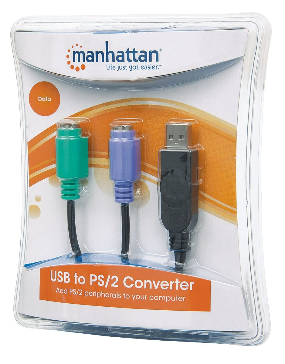 Convertidor Usb A Ps2 Manhattan 179027 2X Mini Din 6 Pin (Ps/2) Negro